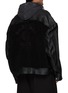 Back View - Click To Enlarge - BALENCIAGA - Grainy Leather Faux Shearling Hooded Zip-Up Jacket