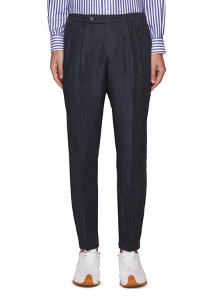 Main View - Click To Enlarge - TOMORROWLAND - FLAT FRONT STRAIGHT LEG LINEN CHAMBRAY EASY PANTS