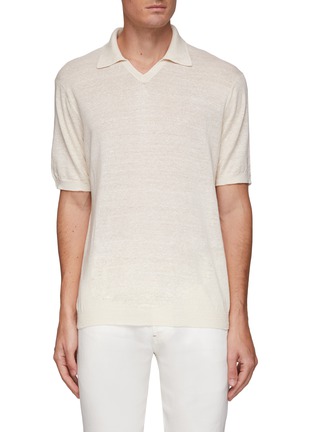 Main View - Click To Enlarge - TOMORROWLAND - BUTTONLESS MELANGE KNIT SKIPPER POLO