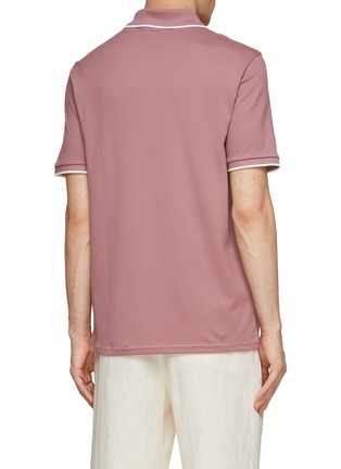Back View - Click To Enlarge - THEORY - ‘Precise’ Contrasting Trim Pima Cotton Blend Polo Shirt