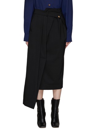 Main View - Click To Enlarge - A.W.A.K.E. MODE - BELTED HIGH WAIST ASYMMETRIC MIDI PANT SKIRT