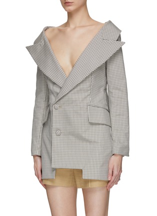 Detail View - Click To Enlarge - A.W.A.K.E. MODE - Detachable Cuffs And Collar Off Shoulder Blazer