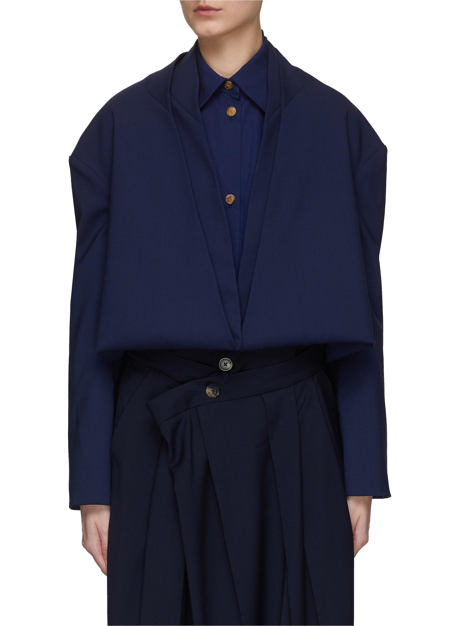 Drop Shoulder Padded Cropped Two-Way 