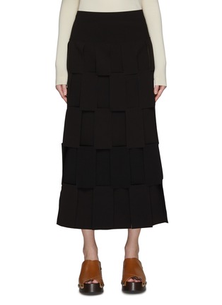 Main View - Click To Enlarge - A.W.A.K.E. MODE - DOUBLE LAYERED PATCHWORK DETAIL MIDI SKIRT