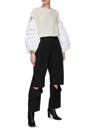 Figure View - Click To Enlarge - A.W.A.K.E. MODE - Tied Woven Bishop Sleeve Top
