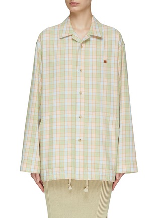 Main View - Click To Enlarge - ACNE STUDIOS - Face Logo Chequered Cotton Flannel Overshirt