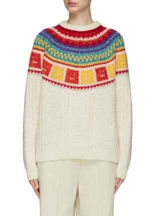Main View - Click To Enlarge - ACNE STUDIOS - CREWNECK RAINBOW FACE LOGO KNITTED SWEATER