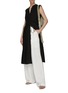 Figure View - Click To Enlarge - VINCE - Belted Shirred Mandarin Collar Sleeveless Dress