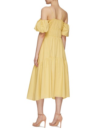 Back View - Click To Enlarge - VINCE - DRAPED PUFF SLEEVE TIERED DRESS