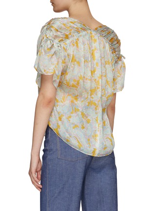 Back View - Click To Enlarge - VINCE - ‘LOTUS' RUCHED FLUTTER SLEEVE BLOUSE