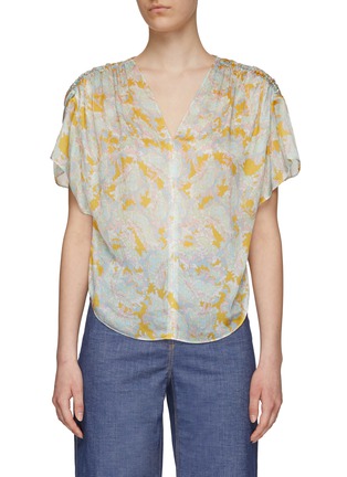 Main View - Click To Enlarge - VINCE - ‘LOTUS' RUCHED FLUTTER SLEEVE BLOUSE