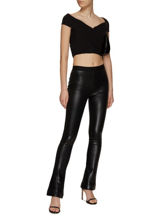 Figure View - Click To Enlarge - RTA - ‘LAIS’ FLAREDCOATED LEATHER LEGGINGS