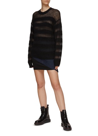 Figure View - Click To Enlarge - RTA - CREWNECK STRIPE DETAIL MOHAIR SWEATER