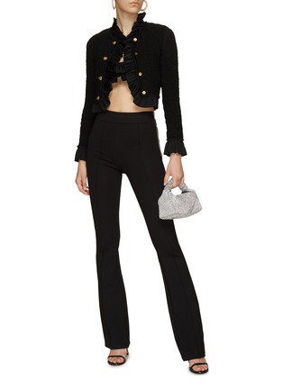 Figure View - Click To Enlarge - ALEXANDER WANG - SMOCKED RUFFLE EDGE CROPPED JACKET