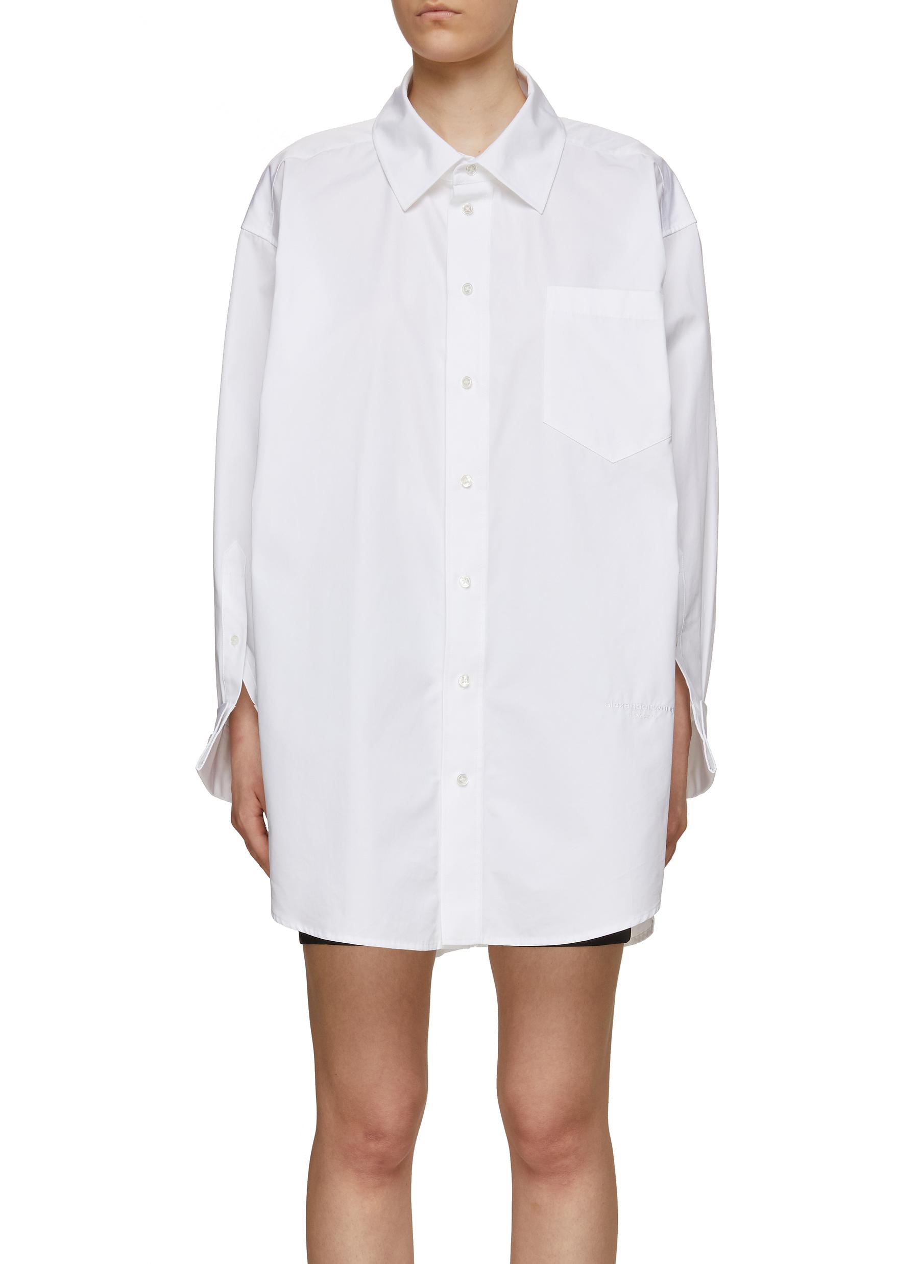 Alexander Wang French Cuff Cotton Oversized Shirt In White