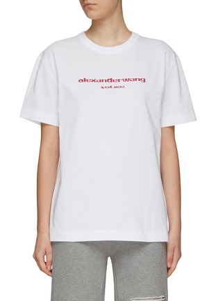 Main View - Click To Enlarge - ALEXANDER WANG - CLASSIC SHORT SLEEVE PEARLESCENT PUFF GRAPHIC UNLINED T-SHIRT