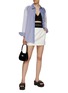 Figure View - Click To Enlarge - ALEXANDER WANG - Logo Elastic Waist Cotton Blend Mini Skirt