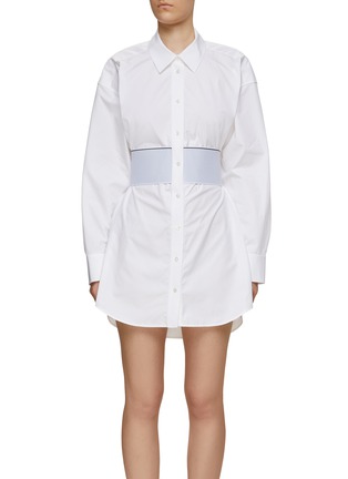 Main View - Click To Enlarge - ALEXANDER WANG - Logo Elastic Waist Cotton Shirt Dress