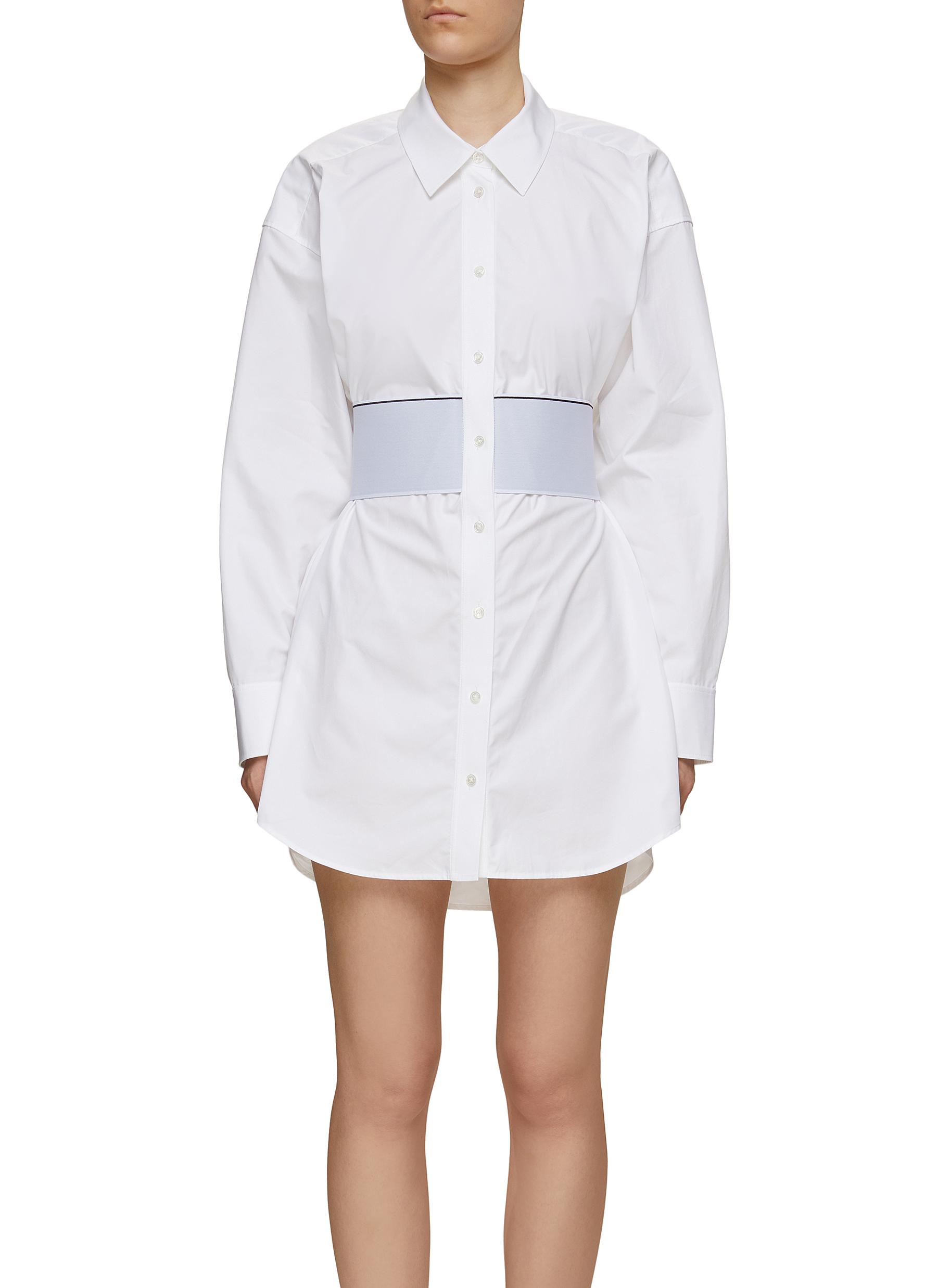 ALEXANDER WANG Logo Elastic Waist Cotton Shirt Dress