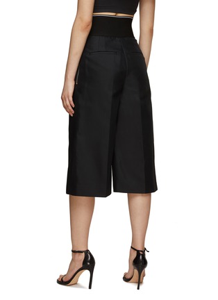 Back View - Click To Enlarge - ALEXANDER WANG - Logo Elastic Waist Pleated Cotton Blend Culottes