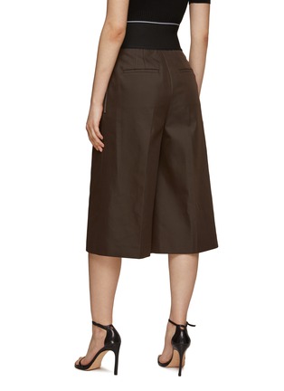 Back View - Click To Enlarge - ALEXANDER WANG - Side Zip Logo Elastic Waist Pleated Cotton Blend Culottes