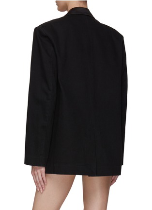 Back View - Click To Enlarge - ALEXANDER WANG - SATIN LAPEL COLLAR DOUBLE BREASTED DENIM BLAZER