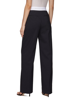 Back View - Click To Enlarge - ALEXANDER WANG - Logo High Elastic Waist Pleated Striped Pants