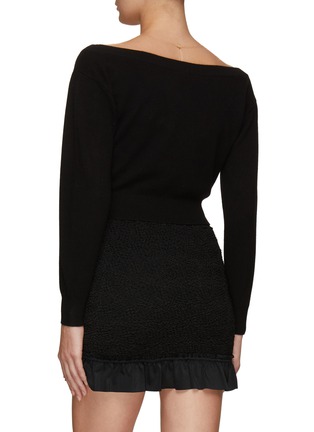 Back View - Click To Enlarge - ALEXANDER WANG - CROPPED V-NECK ILLUSION TULLE PULLOVER