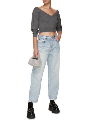 Figure View - Click To Enlarge - ALEXANDER WANG - CROPPED V-NECK ILLUSION TULLE PULLOVER