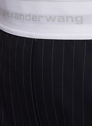  - ALEXANDER WANG - Logo High Elastic Waist Pleated Striped Shorts