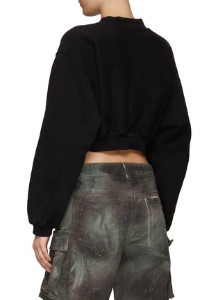 Back View - Click To Enlarge - ALEXANDER WANG - Logo Embroidery Cotton V-Neck Cropped Pullover
