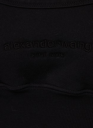  - ALEXANDER WANG - Logo Embroidery Ribbed Hem Cotton Sweat Bra