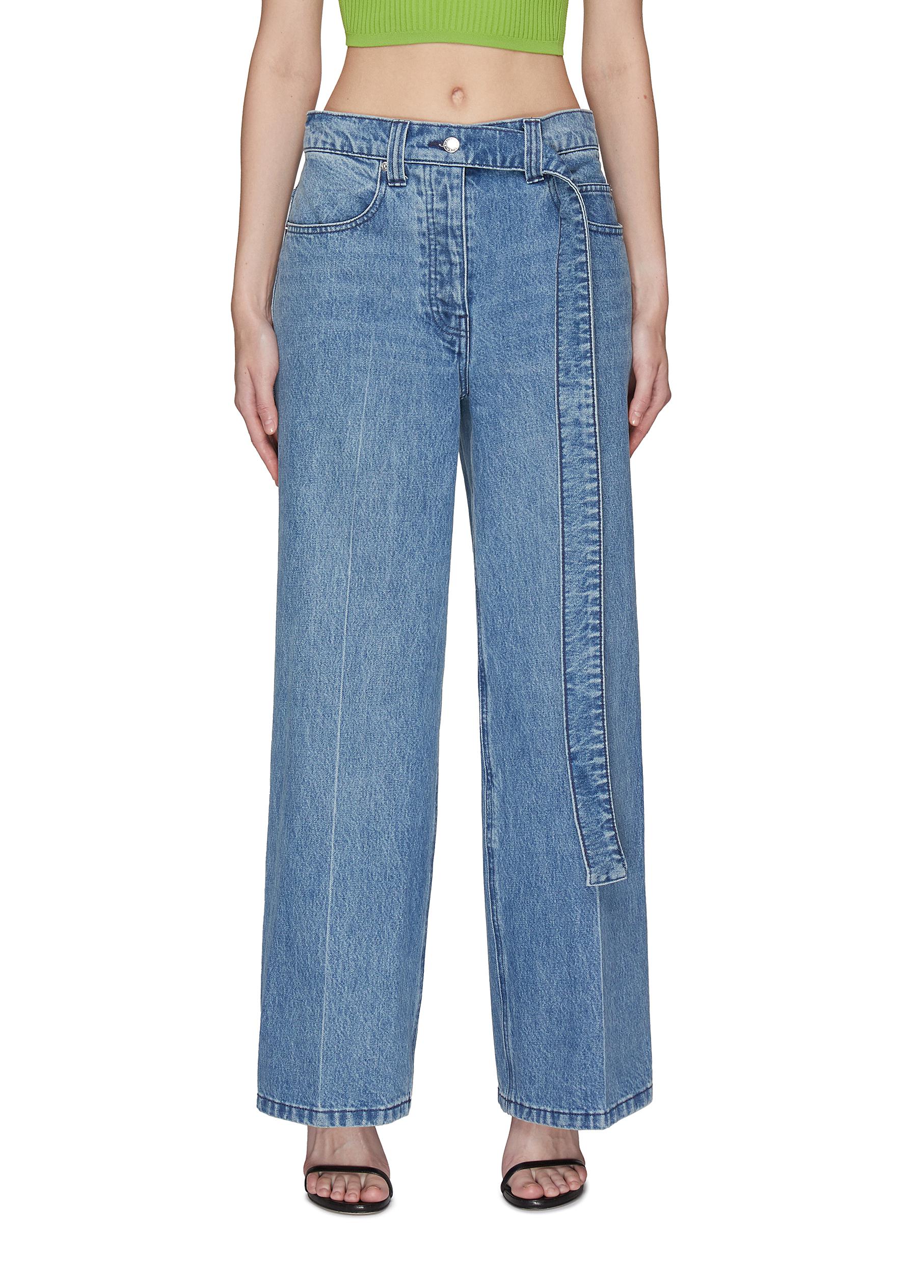 ALEXANDER WANG Belted Washed Wide Legged Jeans