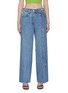 Main View - Click To Enlarge - ALEXANDER WANG - Belted Washed Wide Legged Jeans