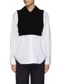Main View - Click To Enlarge - T BY ALEXANDER WANG - Cropped Knit Vest Overlay Oxford Shirt
