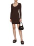 Figure View - Click To Enlarge - T BY ALEXANDER WANG - Logo Jaquard Scoop Neck Bodycon Long-Sleeved Dress