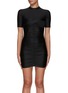 T BY ALEXANDER WANG - SHORT SLEEVE MOCK NECK RUCHED DETAIL BODYCON MINI DRESS