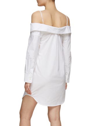 Back View - Click To Enlarge - T BY ALEXANDER WANG - Off-Shoulder Cotton Shirt Dress