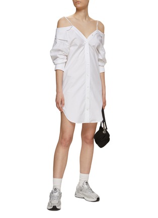 Figure View - Click To Enlarge - T BY ALEXANDER WANG - Off-Shoulder Cotton Shirt Dress