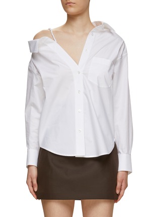 Main View - Click To Enlarge - T BY ALEXANDER WANG - Asymmetric Off-Shoulder Cotton Shirt
