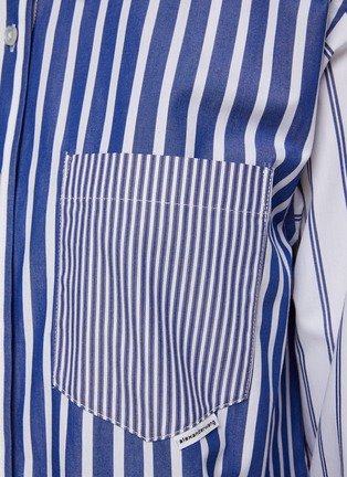  - T BY ALEXANDER WANG - Colour-Blocking Striped Cotton Boyfriend Shirt