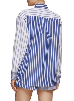 Back View - Click To Enlarge - T BY ALEXANDER WANG - Colour-Blocking Striped Cotton Boyfriend Shirt