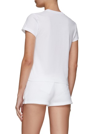 Back View - Click To Enlarge - T BY ALEXANDER WANG - Textured Logo Cap Sleeve Cotton Crewneck T-Shirt
