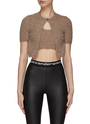 Main View - Click To Enlarge - T BY ALEXANDER WANG - Hybrid Short Sleeved Cardigan Alpaca Wool Blend Knit Pullover