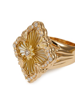 Detail View - Click To Enlarge - BUCCELLATI - ‘Opera Tulle' Diamond Mother of Pearl 18k Gold Ring