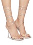 Figure View - Click To Enlarge - GIANVITO ROSSI - ‘SPICE’ LACE UP STRAP LEATHER PVC SANDALS