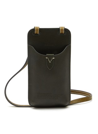 Main View - Click To Enlarge - ANYA HINDMARCH - Return To Nature' Compostable Leather Phone Pouch — Dark Olive