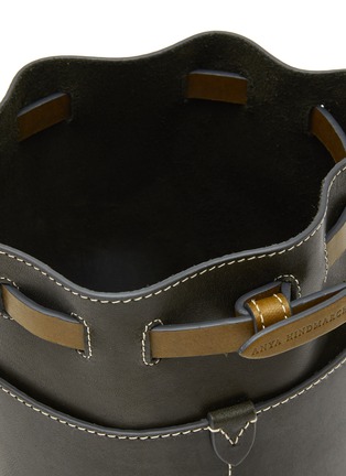 Detail View - Click To Enlarge - ANYA HINDMARCH - Return To Nature' Compostable Leather Mini Bucket Bag — Dark Olive