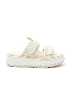 Main View - Click To Enlarge - CHLOÉ - ‘LILLI’ FLAT PLATFORM COW LEATHER SLIDE