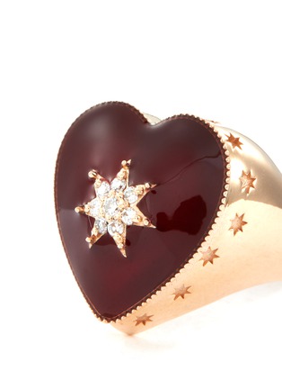 Detail View - Click To Enlarge - BEE GODDESS - ‘Queen of Hearts' diamond 14k gold enamel ring